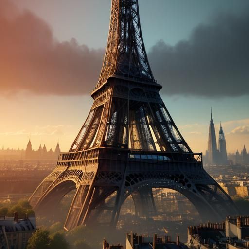 Shrek Destroys Eiffel Tower: 3D Concept Art