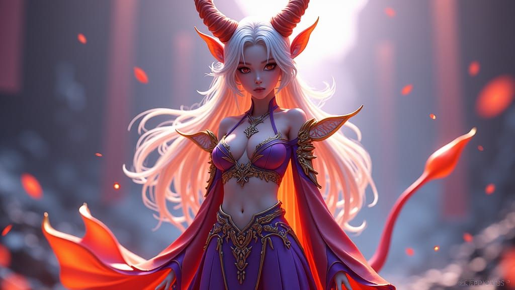 Platinum Blonde Devil in Anime Concept Art Style