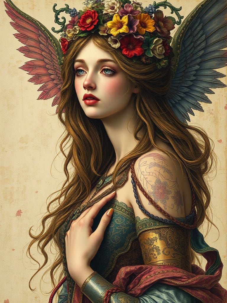 Colorful Mythological Woman in Gustave Moreau Style