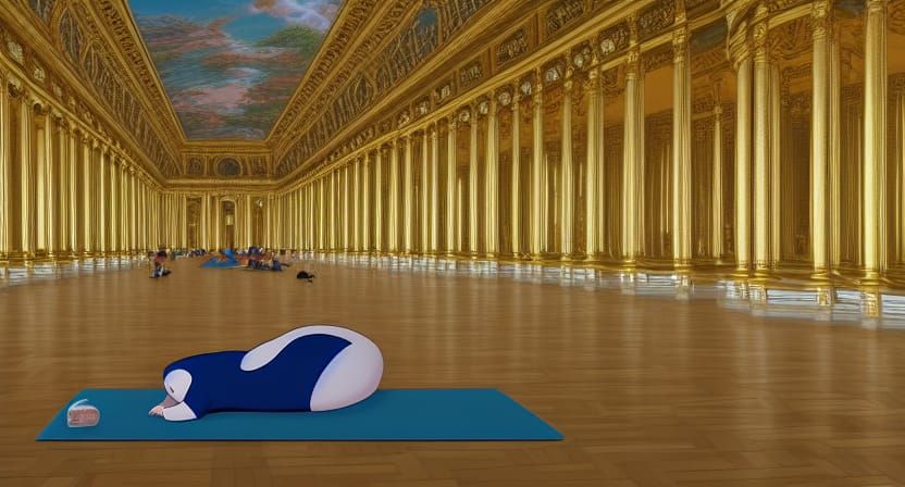 Snorlax doing yoga in Versailles