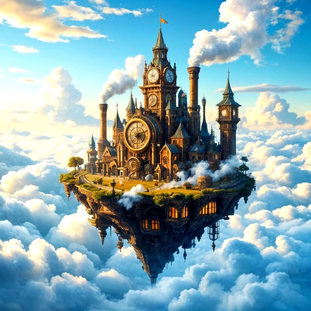 Steampunk City in the Sky: Clockwork Fantasy