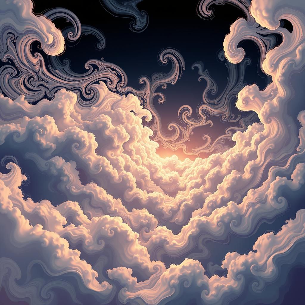 Ethereal Fractal Clouds with 3D Shading