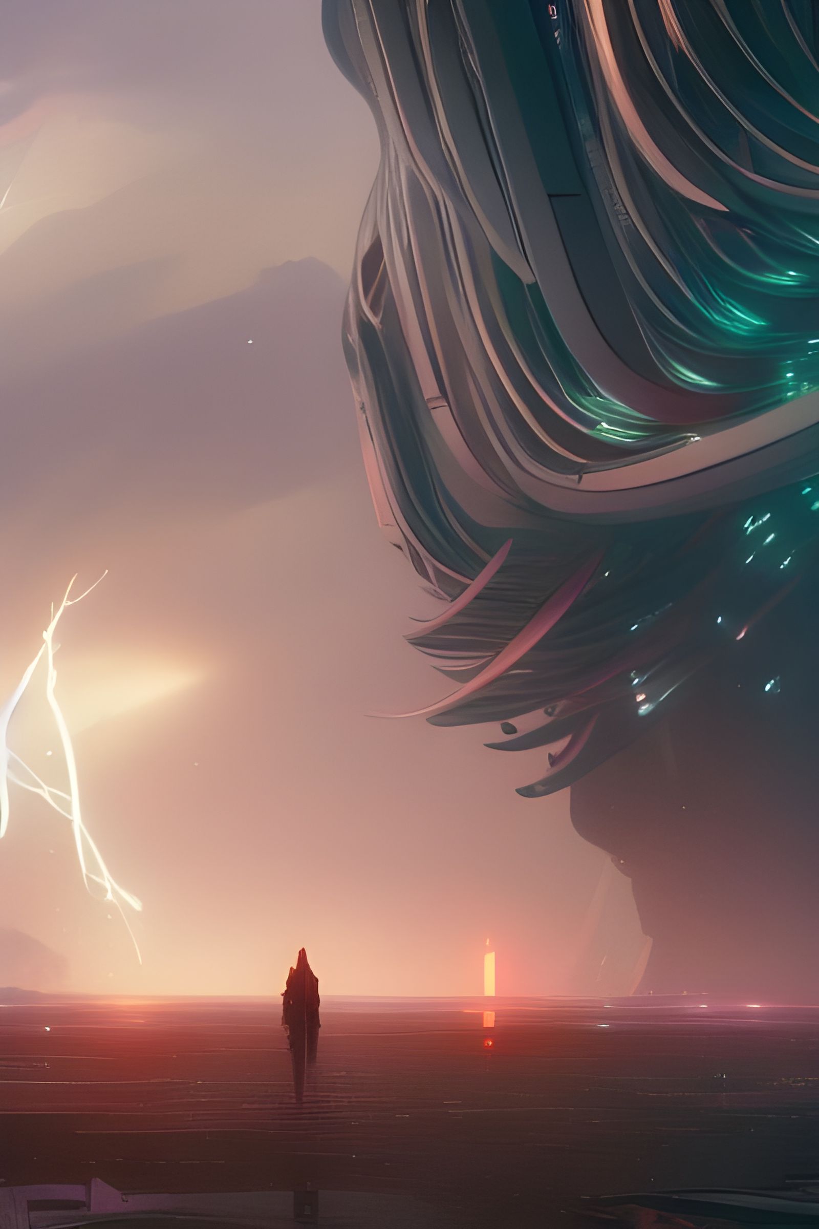 Futuristic Lightning Sphere in Art Nouveau Style