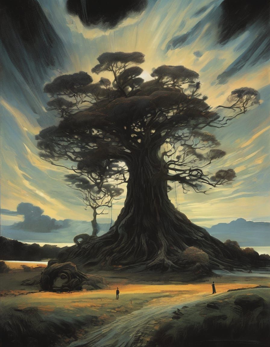 Ethereal Tree of Light Ascends into the Skies