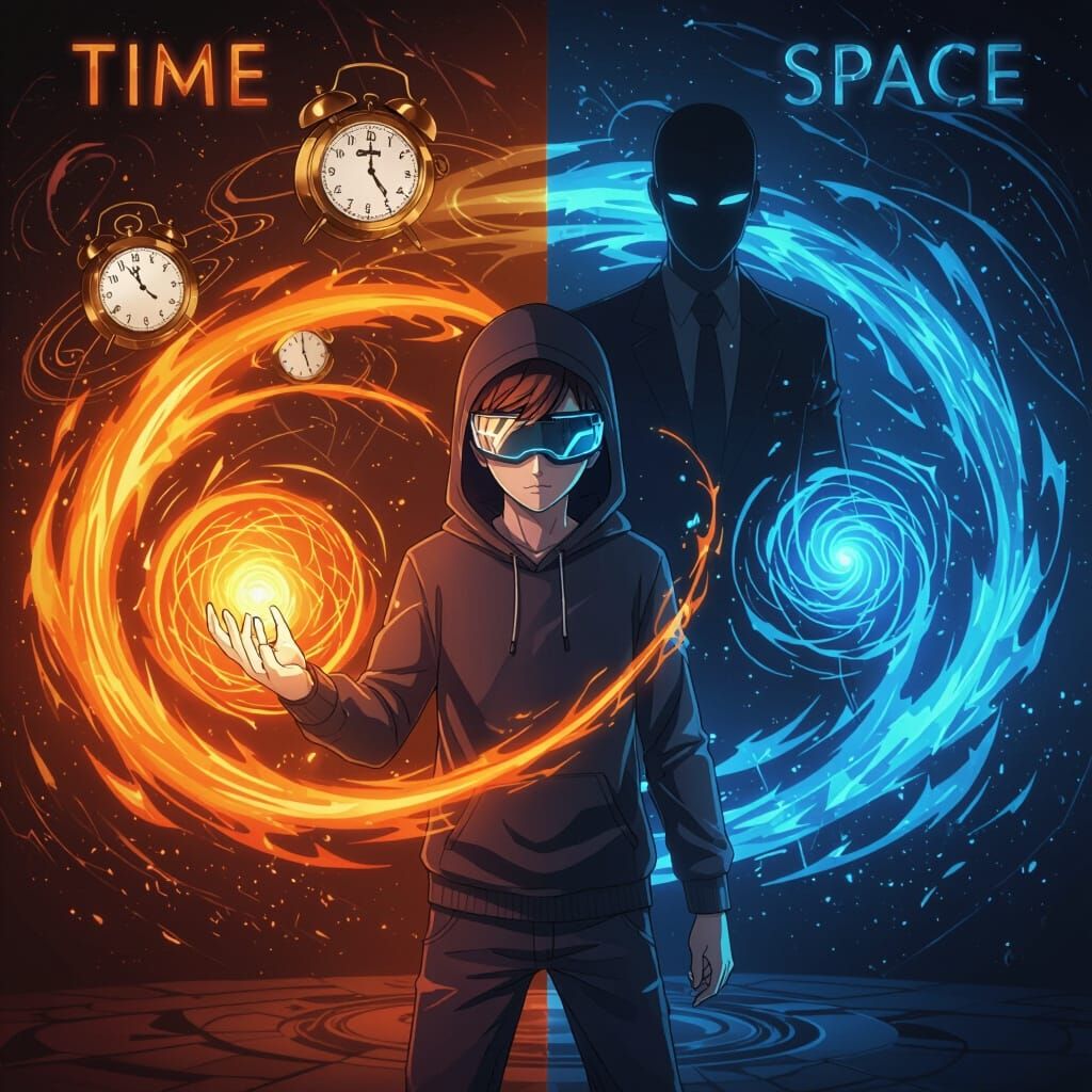 Anime Boy Commands Time Energy Against Space Figure