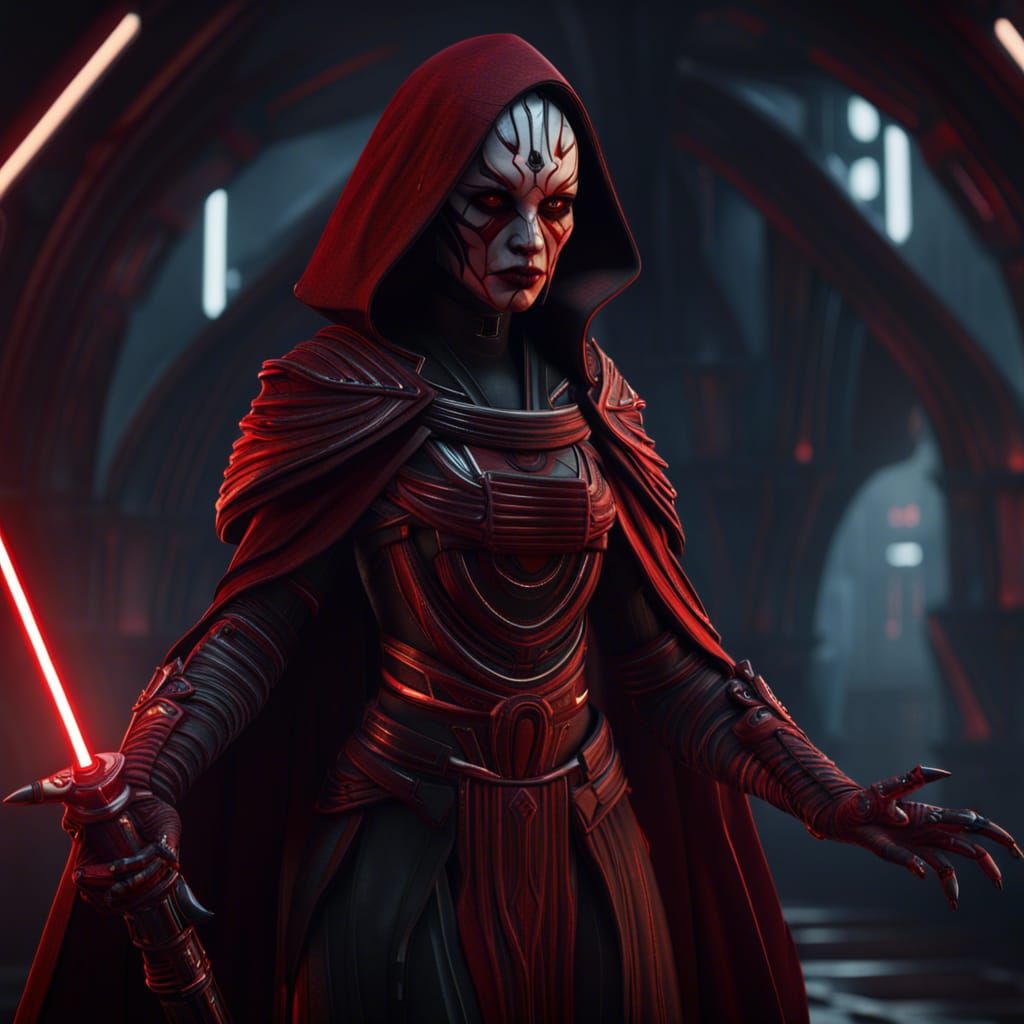 Detailed Female Sith Lord in Fantasy Art Style