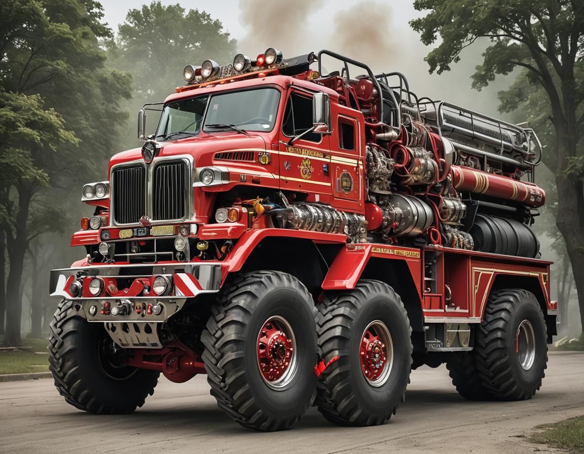 Monster Fire Truck with Oversized Wheels
