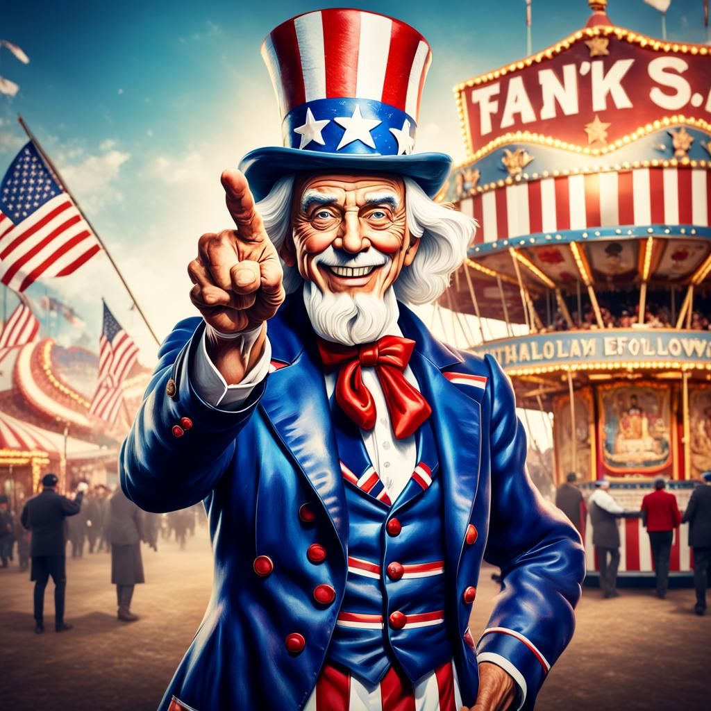 Festive Uncle Sam 'Thanks 4 Following' Poster