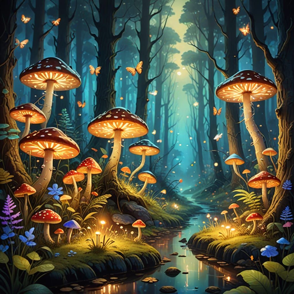 Enchanted Forest Animals in Vibrant Oil Painting