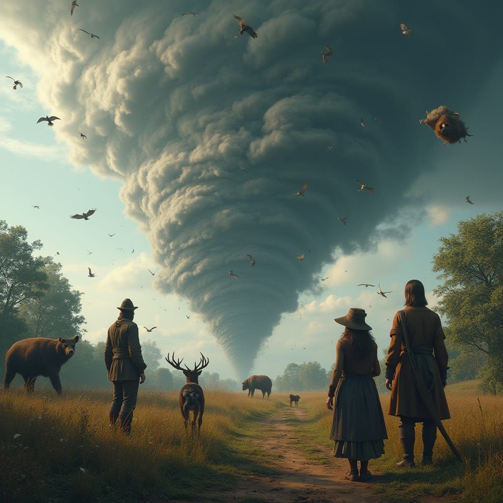 Swirling Tornado Suspends Animals in Mid-Air Over Mystical L...