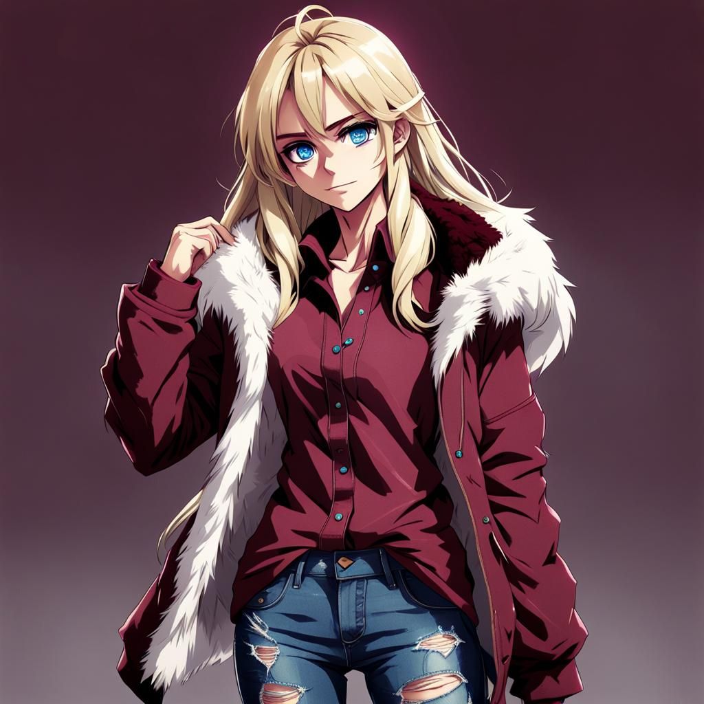 Russian Girl in Ushanka: Cel-Shaded Anime Style