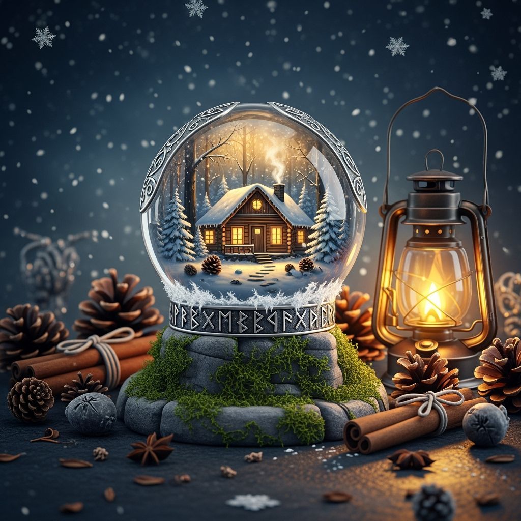 Crystal Orb Reflecting Winter Forest Scene