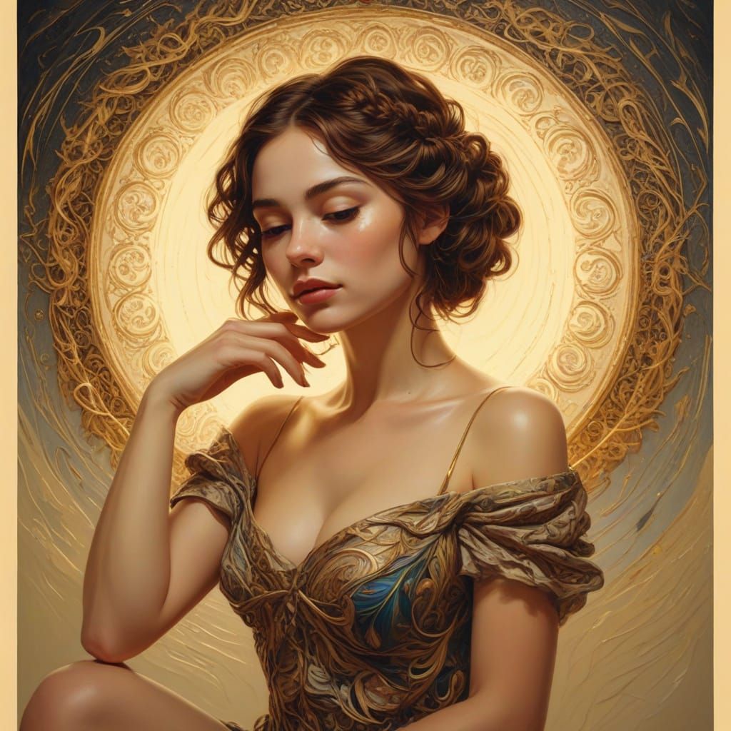 Mystical Portrait of a Woman in a Dark Room