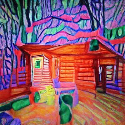 Fauvist Cabin in the Woods