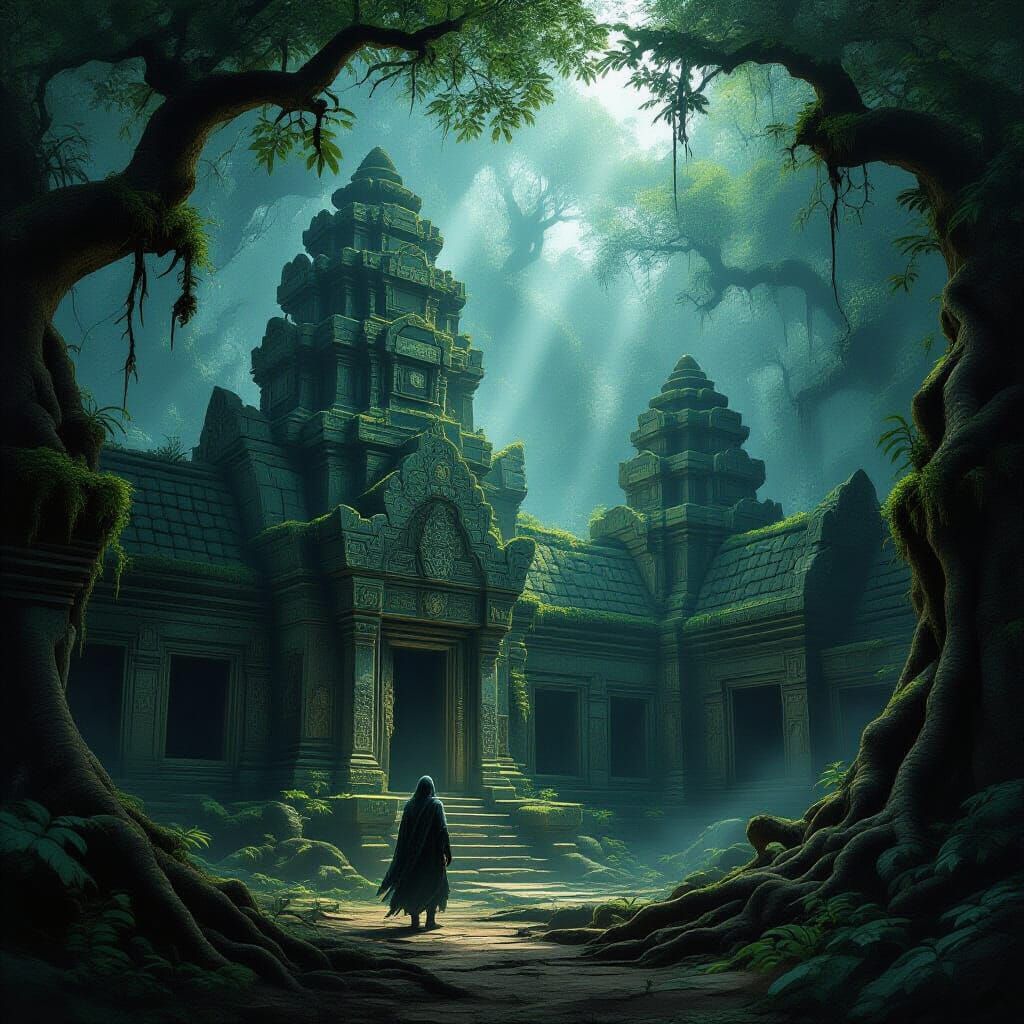 Mystical Forest Temple: Dark Fantasy Concept Art