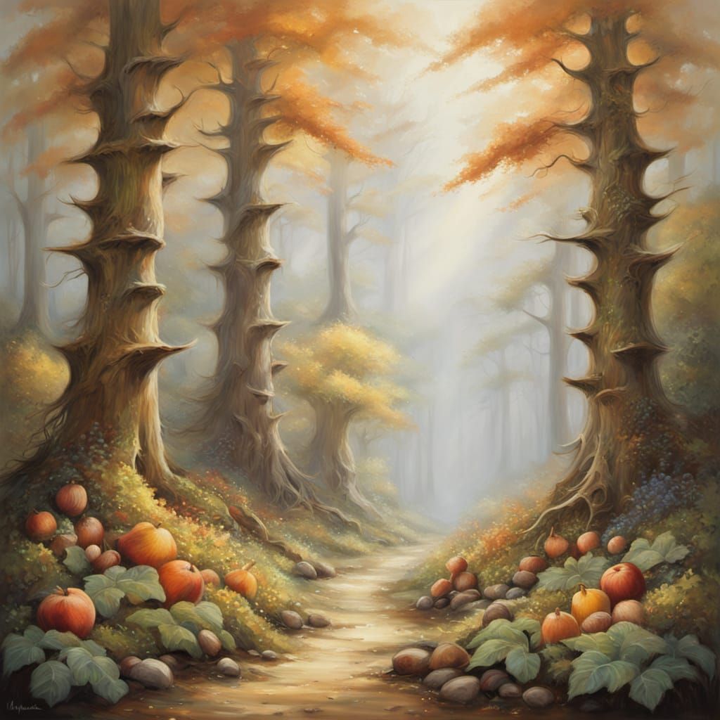 Autumnal Harvest Stand in Kinkade Style