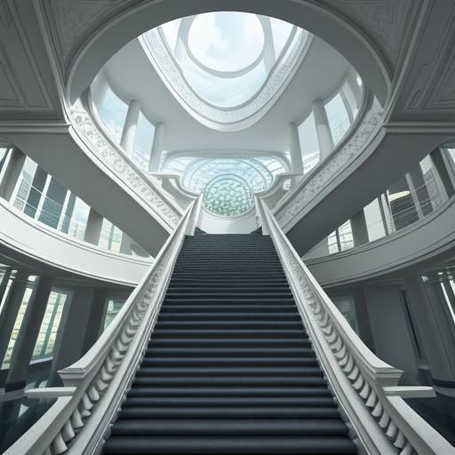 Surreal Anamorphic Stairs in M.C. Escher Style