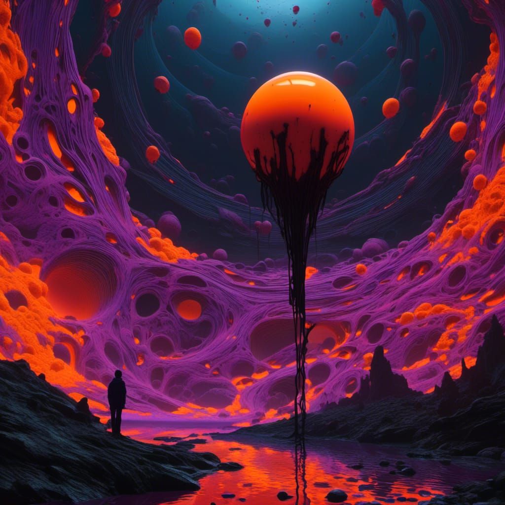 Black Sun Oozing Dark Matter in Dark Fantasy Art