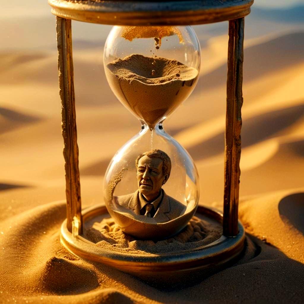 Crying Sand Man Trapped in Hourglass