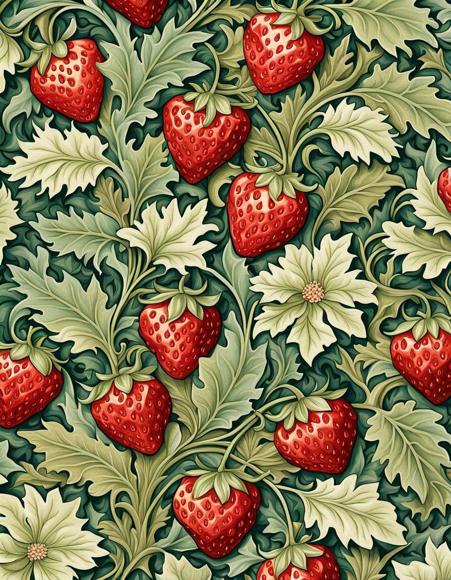 William Morris Inspired Strawberry and Leaf Pattern