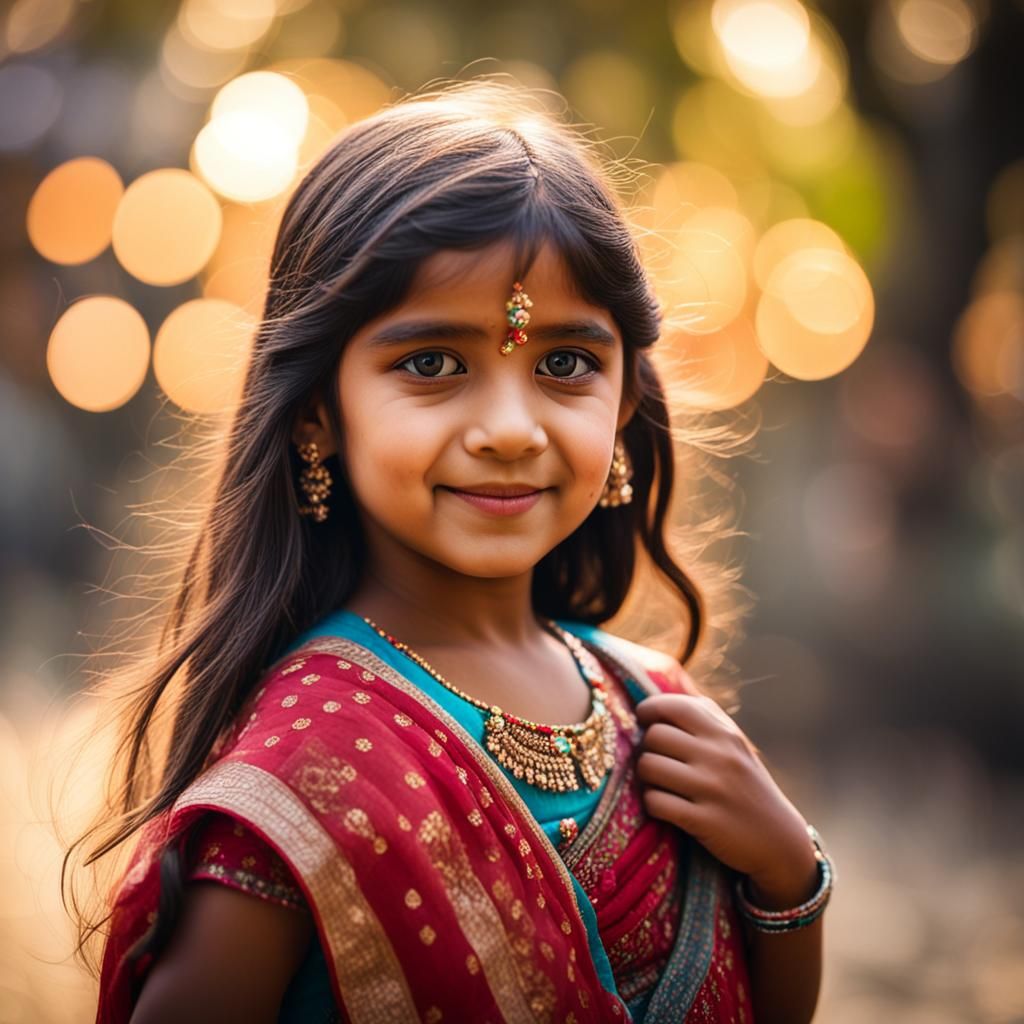 Stunning Portrait of Indian Girl with Bokeh