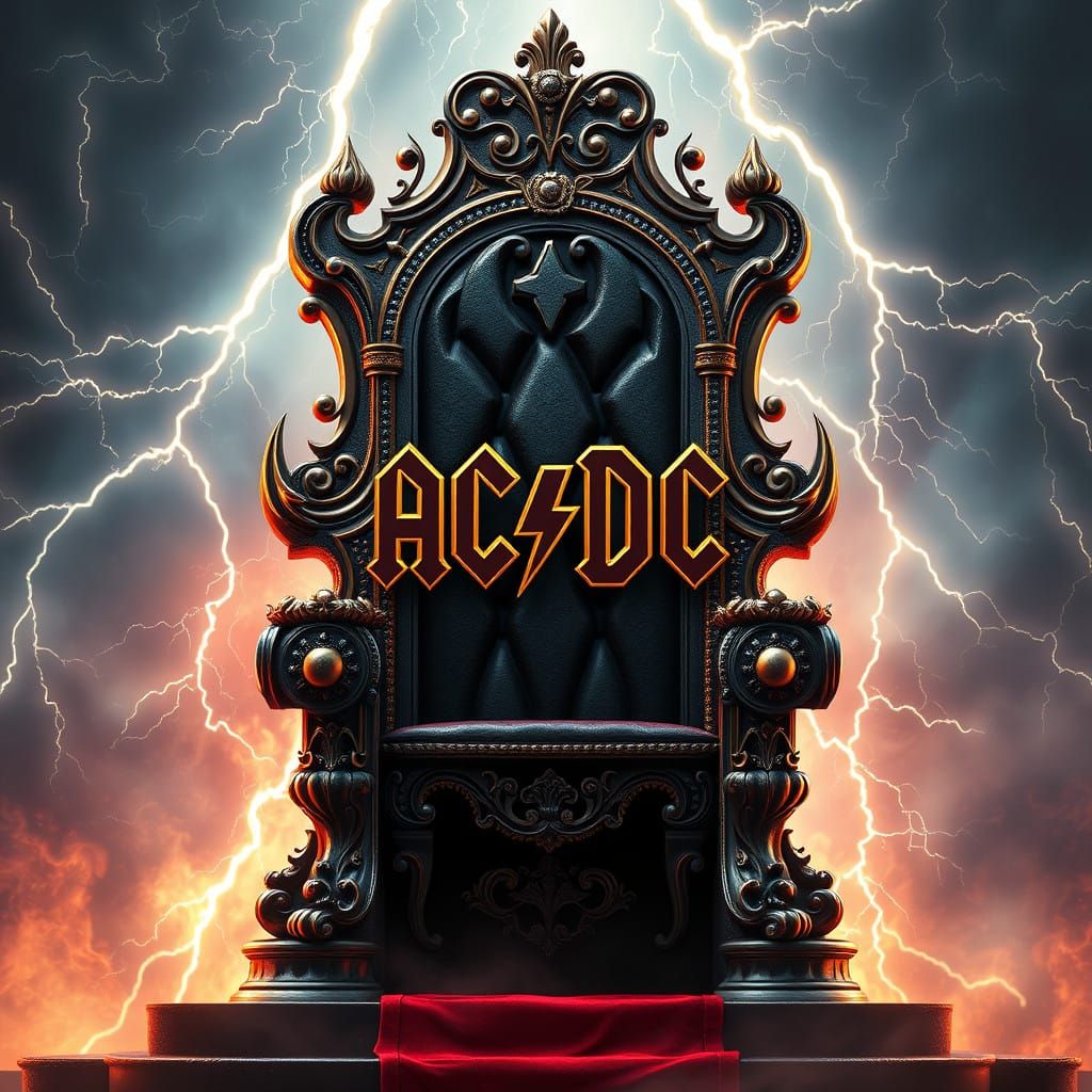 Epic Regal Throne in Electric Atmosphere with Iconic ACDC Lo...