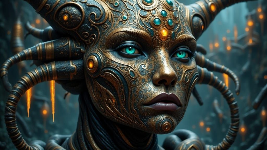 Alien Mandala Portrait in Celestial Hues