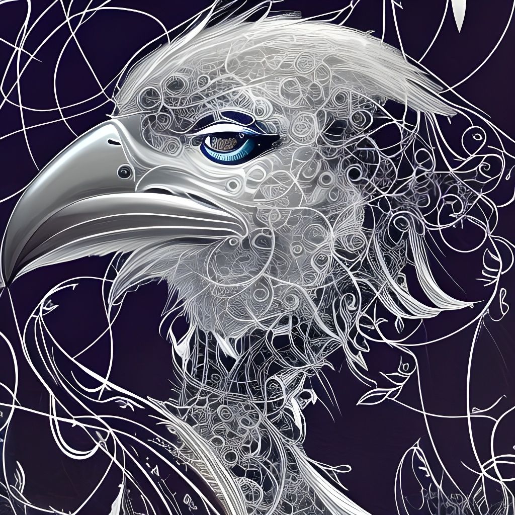 White Raven Portrait with Silver Outline and Aura