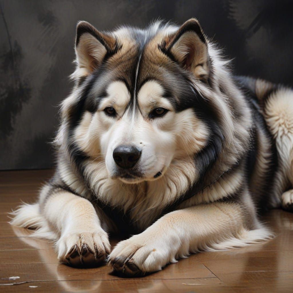 Majestic Alaskan Malamute in Charcoal Drawing