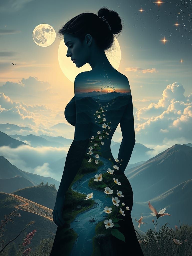 Dreamlike Silhouette Blending with Landscape