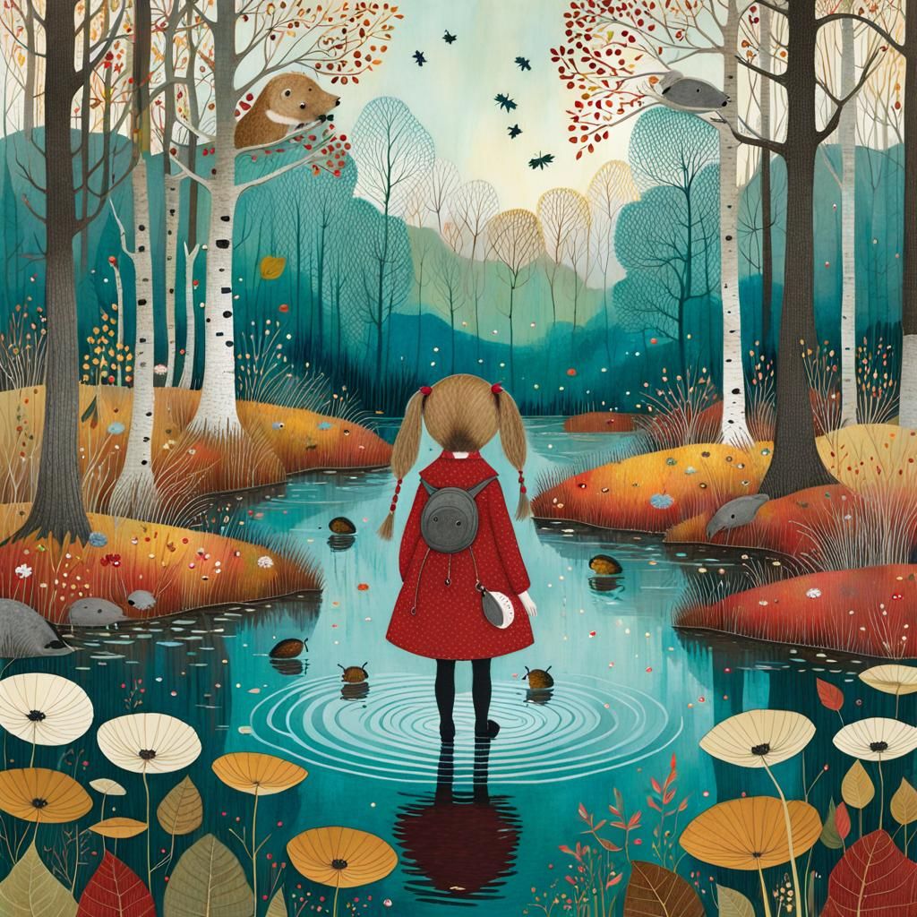 Autumn Forest Illustration in Klimt Style