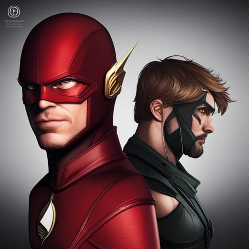 The Flash and Green Arrow Portrait in Artgerm Style