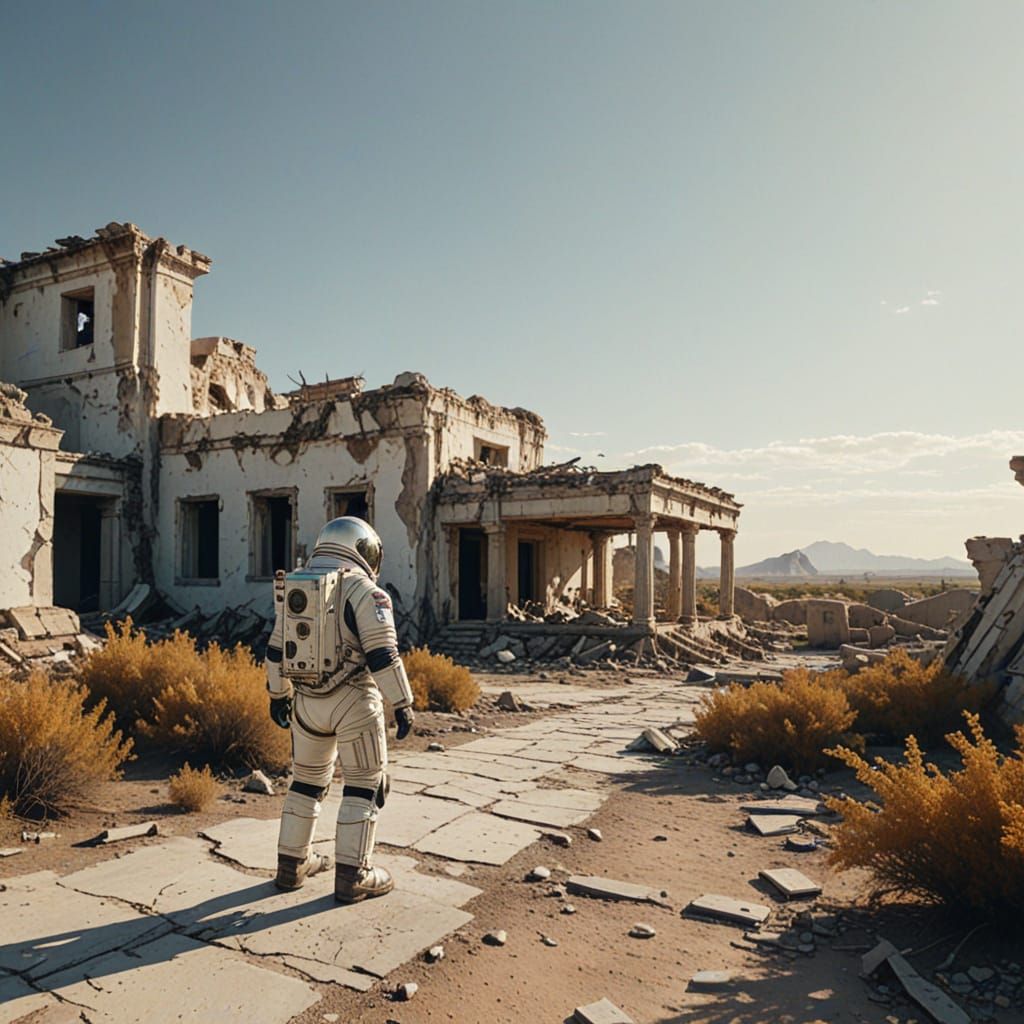 Astronaut Finds Ancient Ruins in Digital Art