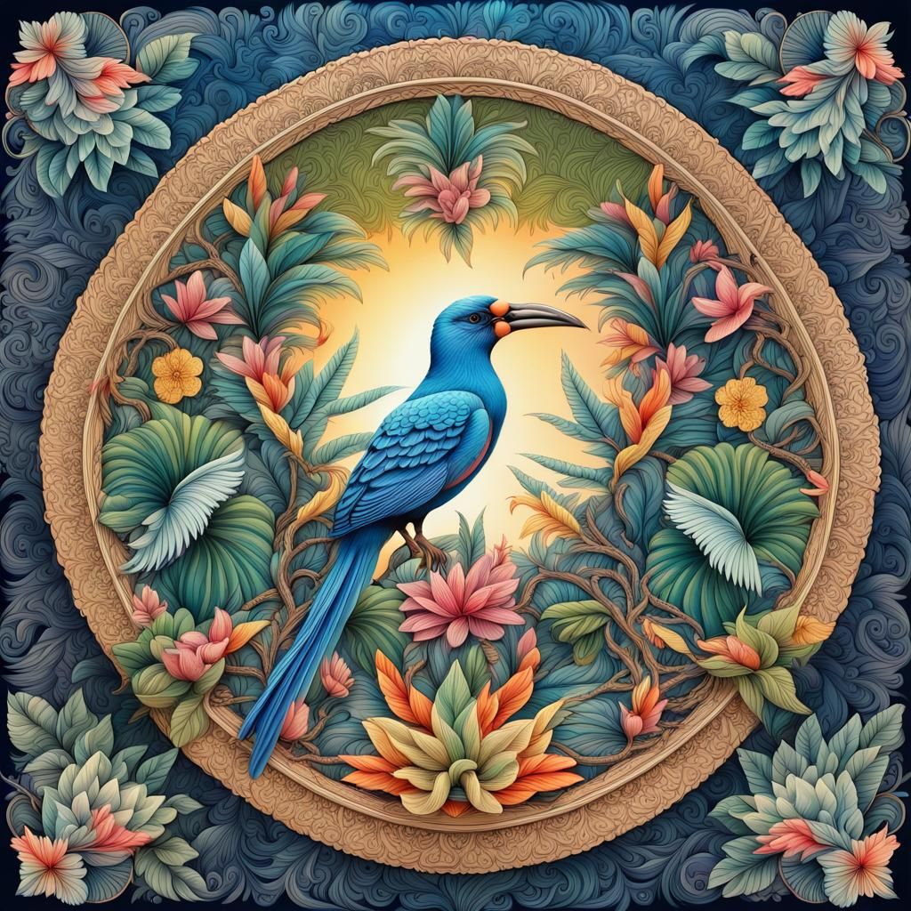 Ornate Bird Mandala in Traditional Style