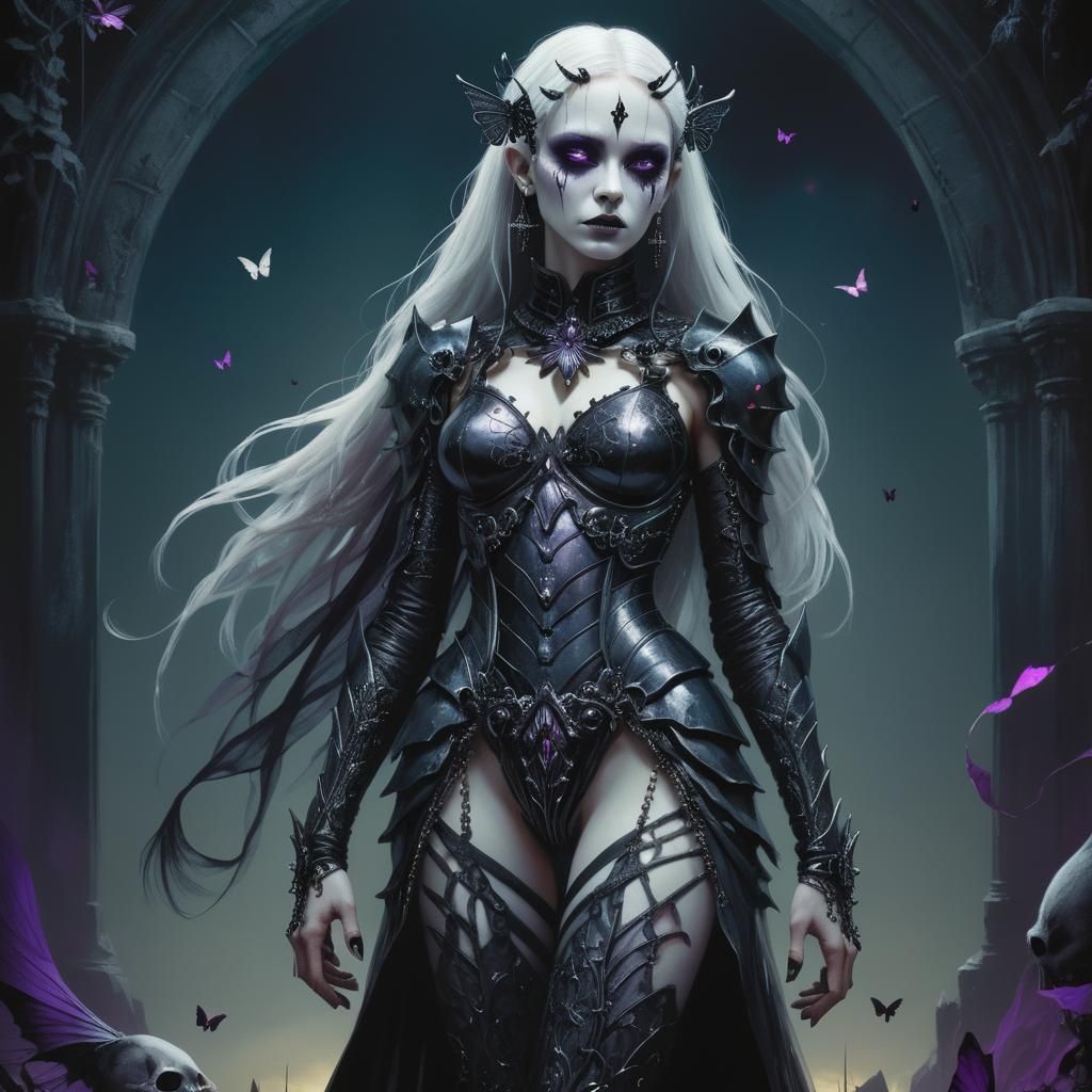 Gothic Changeling Portrait with Armor and Dark Makeup