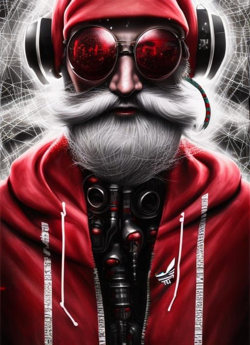 Modern cyberpunk santa