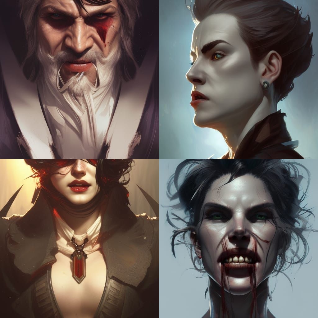 Vampire Hunter Portrait in Art Nouveau Style