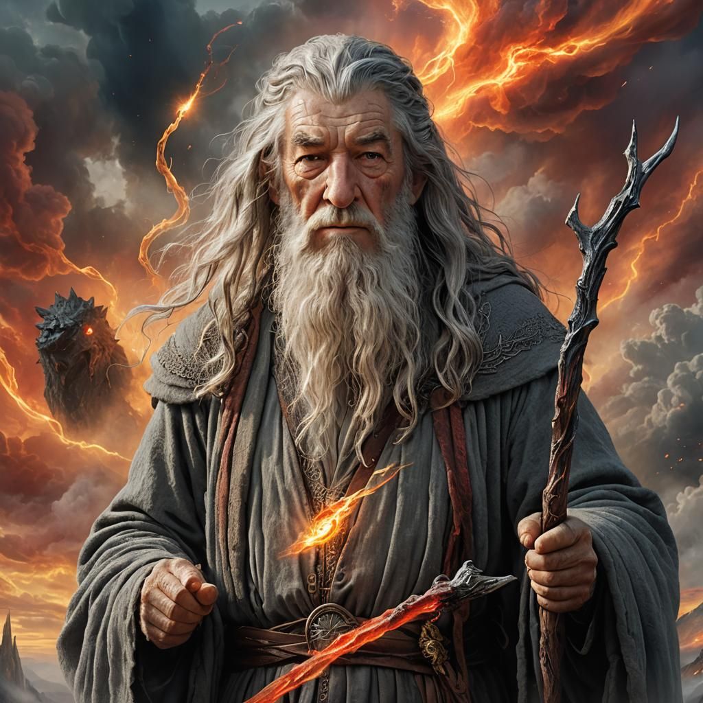 Gandalf Faces Sauron: Hyper-Realistic Concept Art