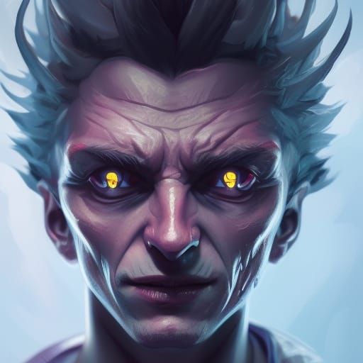 Demonic Morty Portrait in Hyperdetailed Style