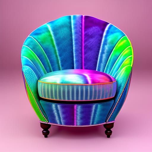 Psychedelic Tie-Dye Chair in Pointillism Style