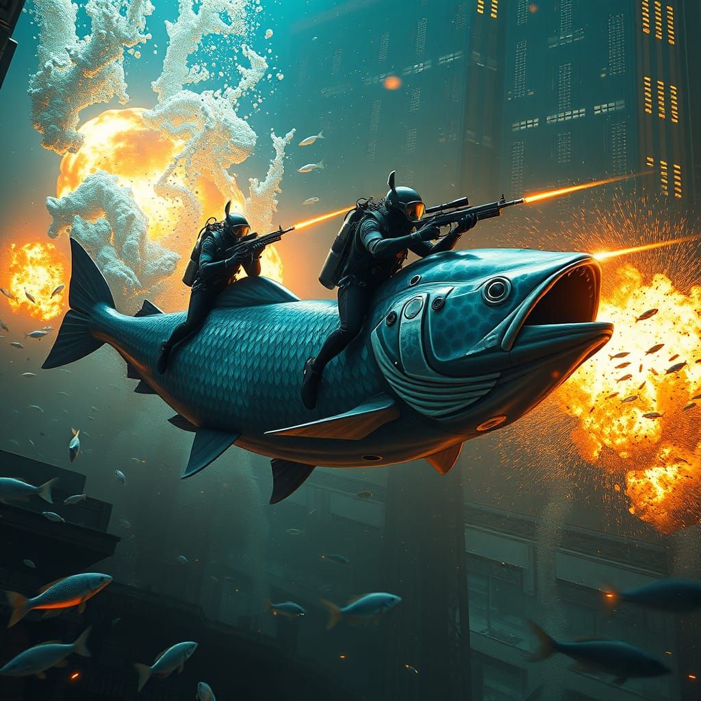Underwater Battle with Genetically Engineered Fish, Detailed...