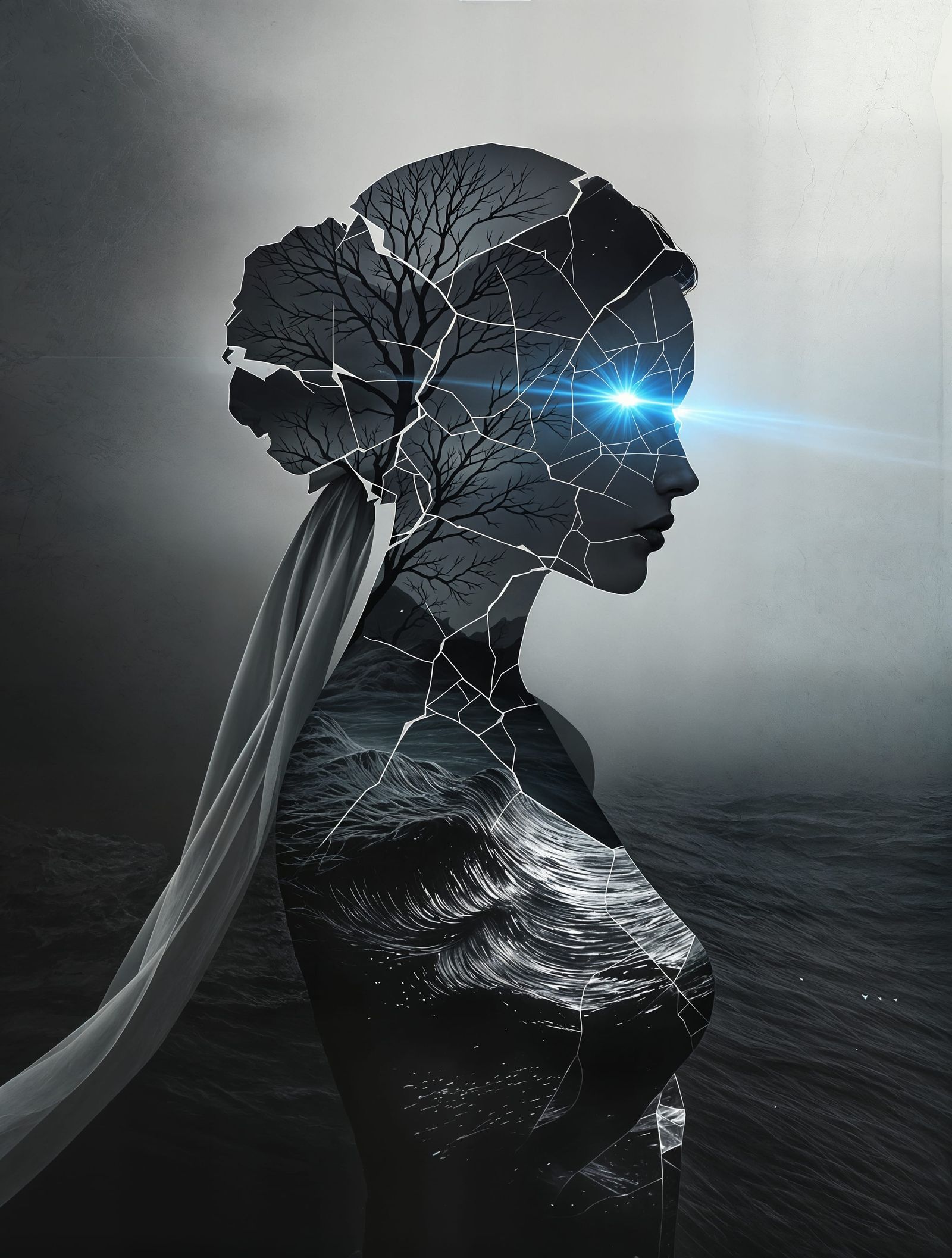 Dark Storm Goddess Reborn in Stained Glass