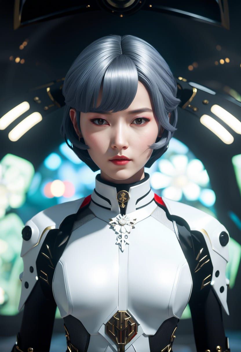 Korean Idol in Cyberpunk Power Armor, 3D Render