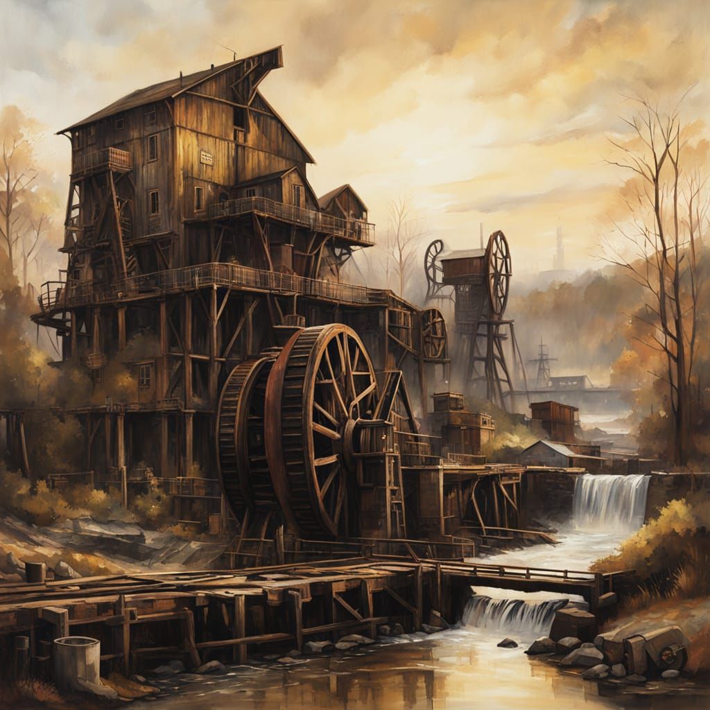 Rustic Sawmill in Golden Hour