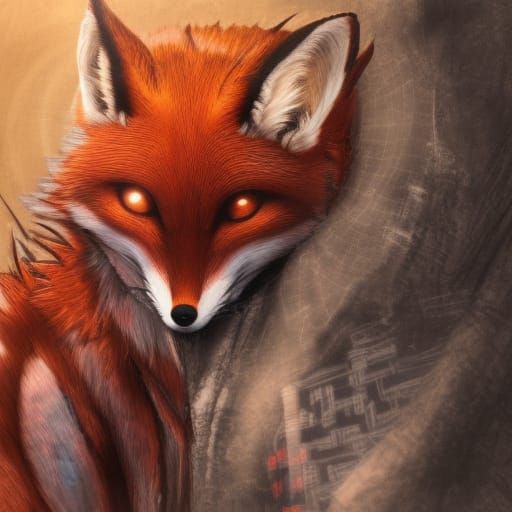 Gothic Anthro Fox Painter in Detailed Matte Painting