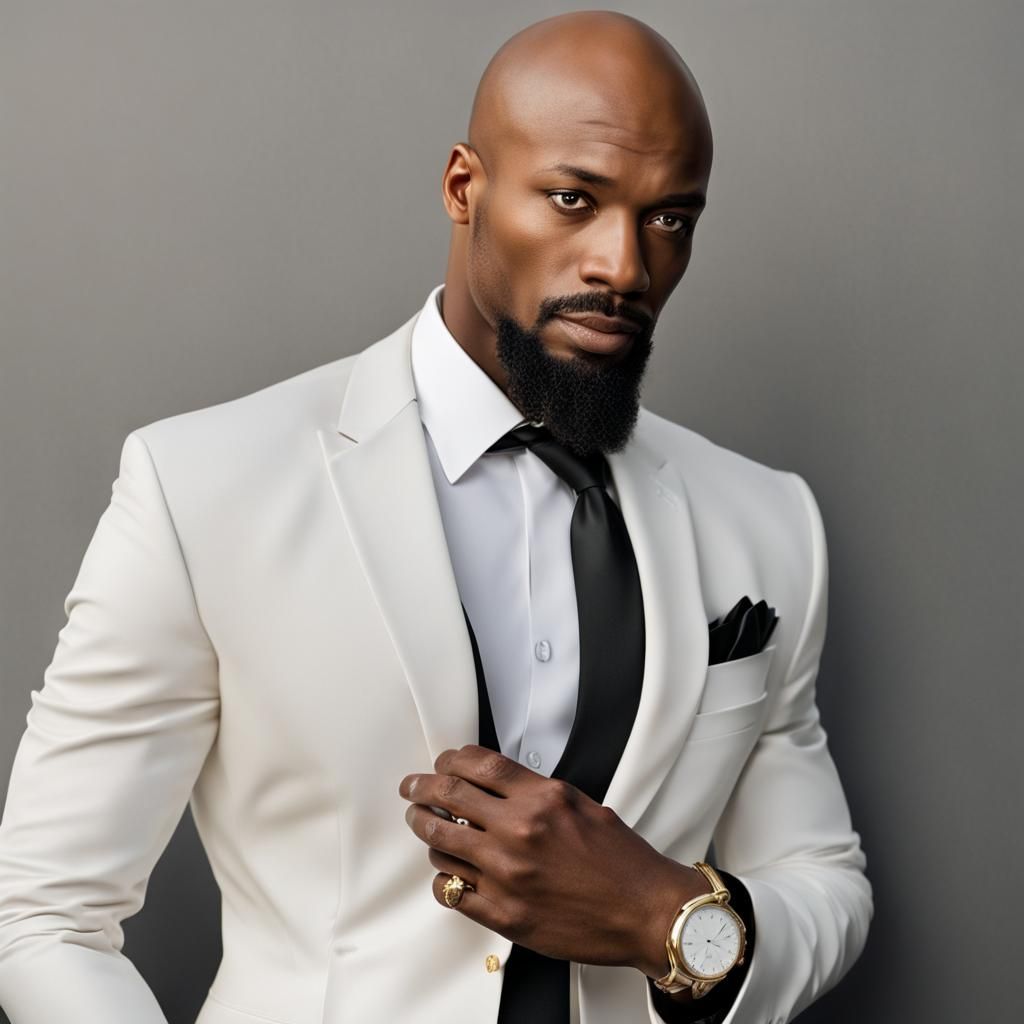 Elegant Bald Man in Silk Suit Portrait