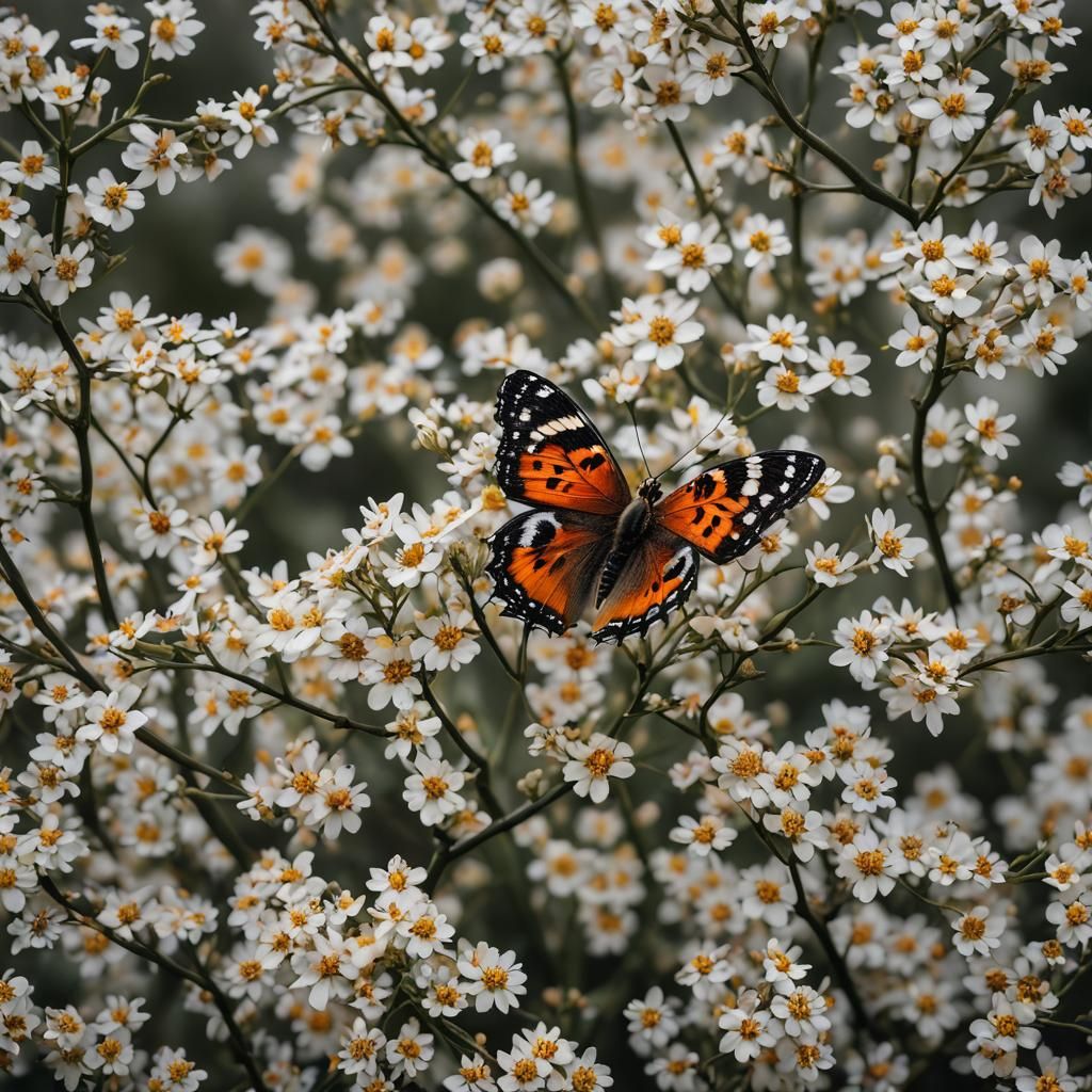 Butterfly on Daisy: Macro Photorealistic Photography