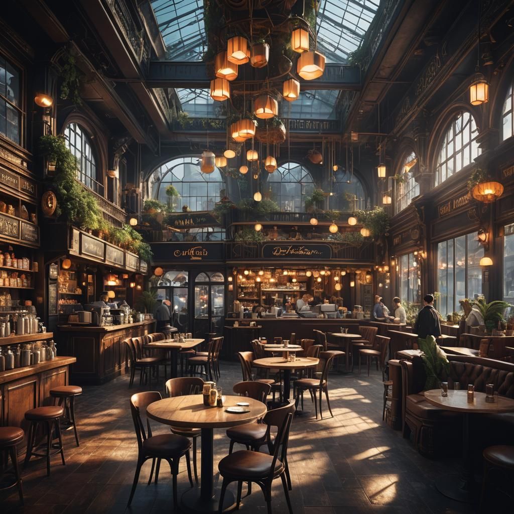 Atmospheric Digital Painting of a Chill Cafe