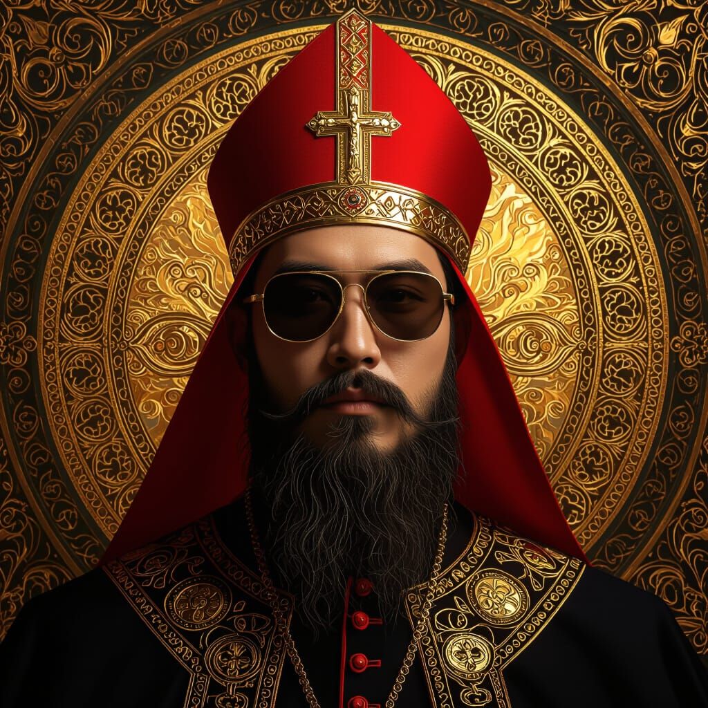 Vietnamese Man as Catholic Saint in Byzantine Style