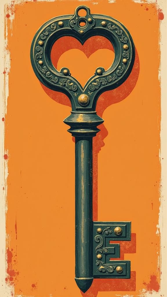 Retro 1940s Illustration of a Key
